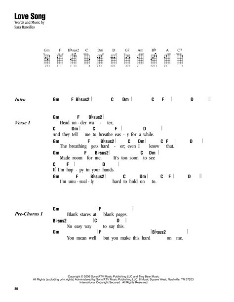 Love Song Ukulele Chordslyrics Print Sheet Music Now