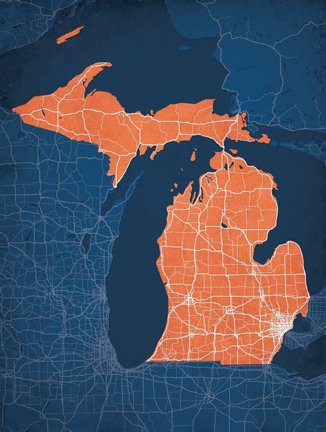 Michigan Map Art - City Prints