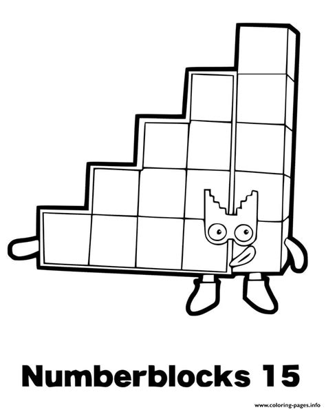 Numberblocks 15 Fifteen Coloring Pages Printable