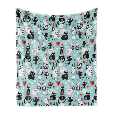 Cat Lover Soft Flannel Fleece Blanket Black And White Cats In Love