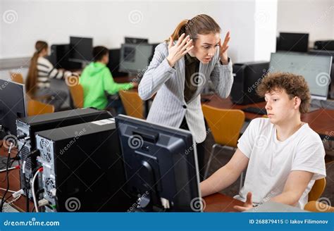 Teacher Shouting At Young Boy Student Stock Image Image Of Punishment