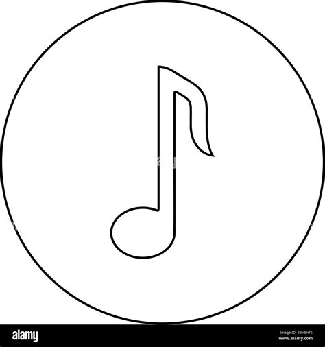 Eighth Note Icon In Circle Round Outline Black Color Vector