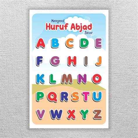 Poster Belajar Anak TK PAUD Poster Edukasi Mengenal Huruf Abjad Alfabet Media Mainan Edukasi