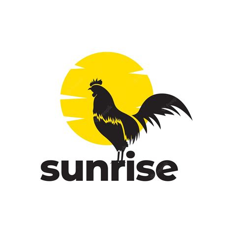Premium Vector Modern Silhouette Rooster With Sunrise Logo Design