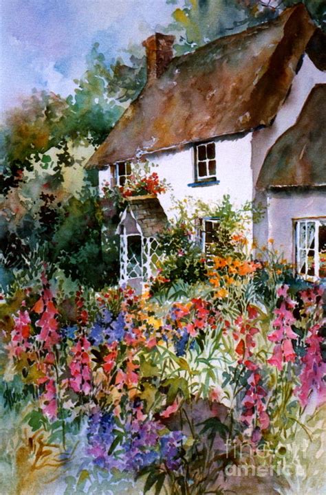 English Summer Cottage Painting By Sherri Crabtree