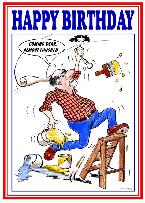 Handyman Diy Fan Funny Cartoon Happy Birthday Card Free Post 1st