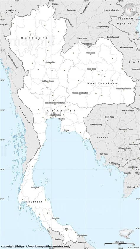 This Free Printable Labeled And Blank Map Of Thailand Pdf