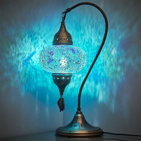 Turkish Moroccan Mosaic Boho Blue Table Lamp Lampshade Etsy