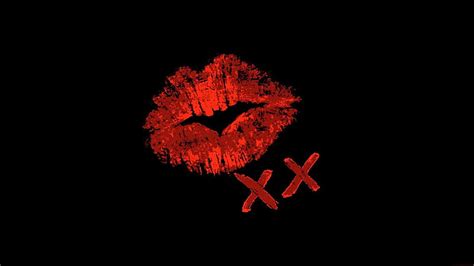 Lipstick Kisses Kisses Love Black Red Lips Lipstick Hd Wallpaper