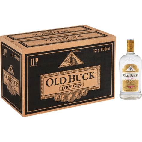 Old Buck Dry Gin Bottle 12 X 750ml Gin Spirits And Liqueurs Drinks