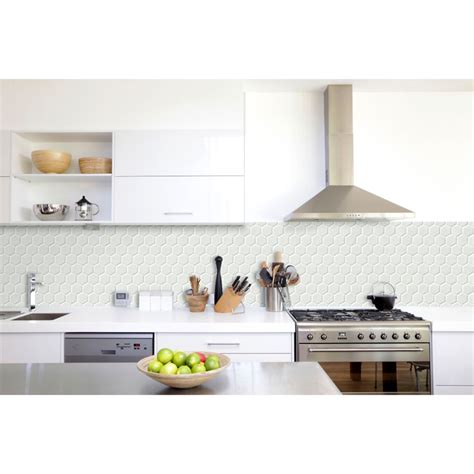 Whisper White 2x2 Glossy Hexagon Mosaic Tile Backsplash Tile Usa