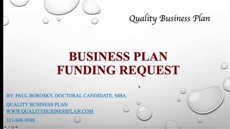 How To Write A Business Plan Funding Request By Paul Borosky Mba