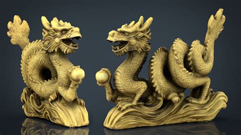 3d Asset Chinese Dragon Statue 2 Cgtrader