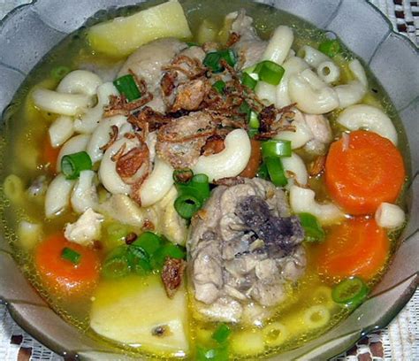 Ayam seafood daging sayuran nasi mie telur tahu tempe. Resep Masakan Sederhana "Sup Ayam Makaroni Khas Indonesia ...