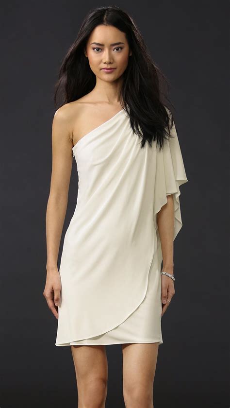 Lyst Badgley Mischka One Shoulder Mini Dress In White