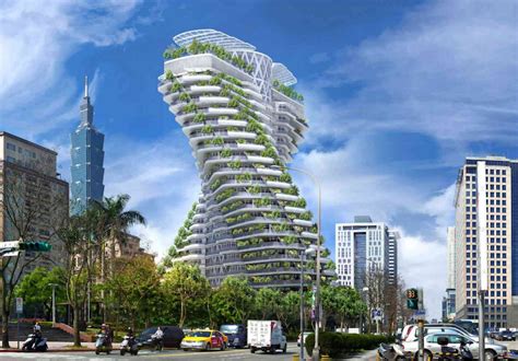 Agora Garden A Twisting Plant Filled Tower In Taipei Will Absorb 130