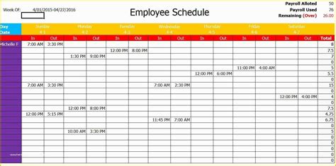 Free Online Work Schedule Template Of Free Work Schedule Maker