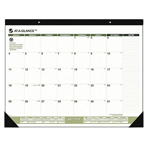 At A Glance White Monthly Desk Pad Calendar With Notes Section 22 In X