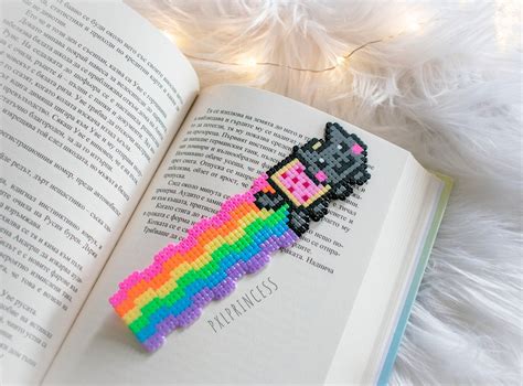 Cute Bookmark Pixel Art Rainbow Hama Perler Beads Stationery Etsy Hamma Beads Ideas Easy