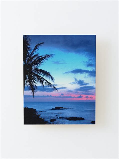 Tropical Island Pretty Pink Blue Sunset Landscape Mounted Print For Sale By Fudgepudge Redbubble
