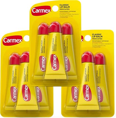 carmex classic tube 0 35oz medicated lip balm 3 packs of 3 health and personal care