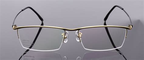 mens titanium half rimless rectangular eyeglass frames glasses spectacles rx eyeglass frames