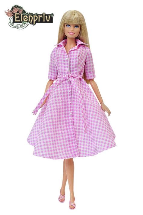 Elenpriv Fa008 Pinkwhite Checkered Dress Shirt For Barbie Pivotal Mtm