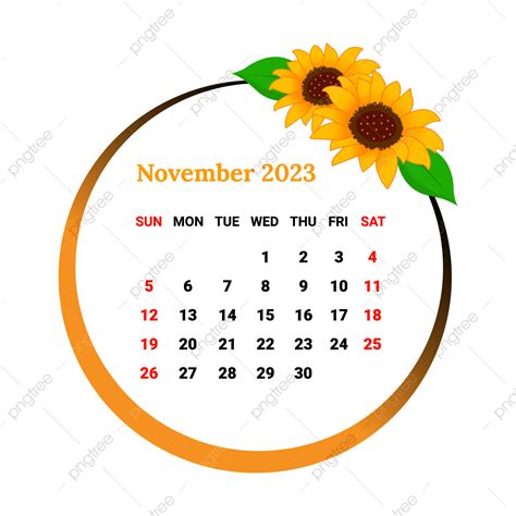 November Month Vector Art Png 2023 November Month Calendar Monthly