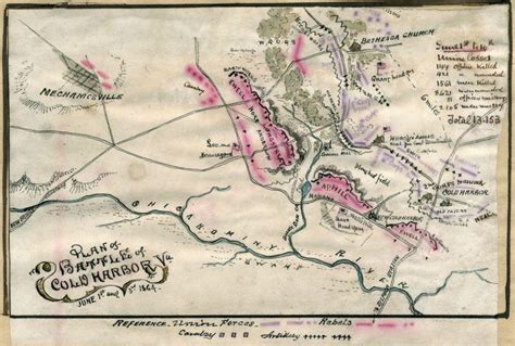 Plan Of Battle Of Cold Harbor Va June 1st And 3rd 1864 American