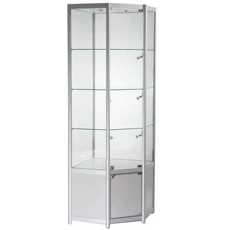 Curio cabinets for sale at homegallerystores.com this corner display unit is finished in an attractive silver effect. 650mm wide Corner Glass Display Cabinet with Storage ...