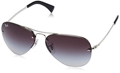Ray Ban Rimless Aviator Sunglasses In Silver Grey Gradient Rb3449 0038g 59 In Metallic For Men
