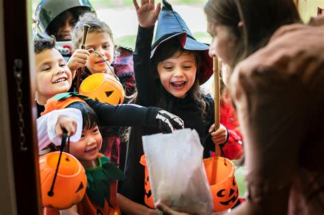 Little Children Trick Or Treating On Halloween Royalty Free Stock
