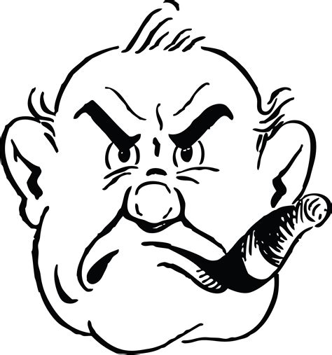 Grumpy Man Smoking Cigar Free Retro Clipart Illustration