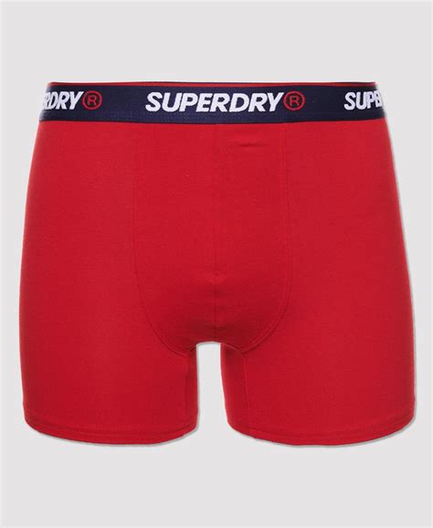 Mens Organic Cotton Classic Boxer Triple Pack In Red Superdry