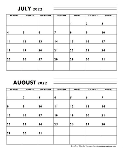 August 2022 Calendar Printable Free Pictures