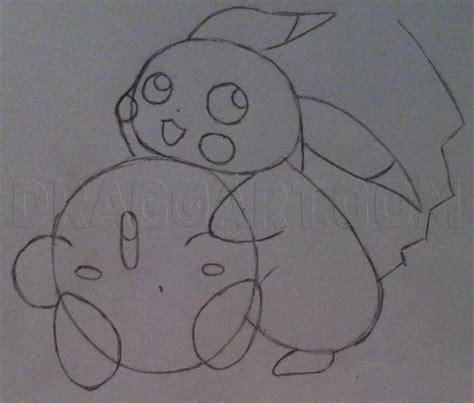 How To Draw Kirby And Pikachu Coloring Page Trace Drawing