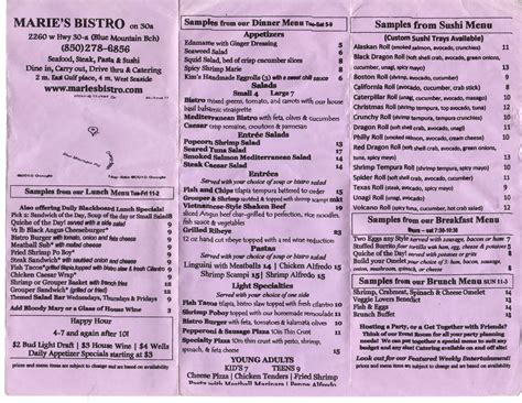 Marie's Bistro & Barside Menu - Urbanspoon/Zomato
