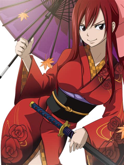 Fairy Tail Erza Scarlet Render 19 Yukata Anime Png Image Without