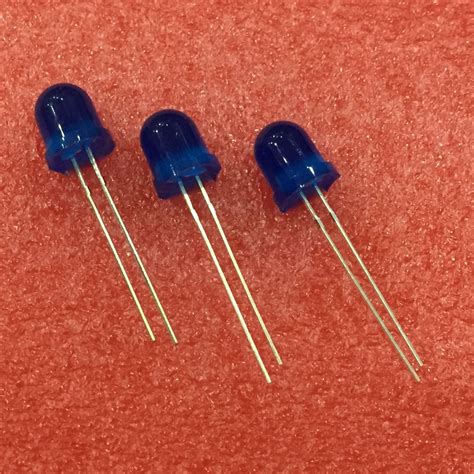 50pcs 8mm Led Diode Light Diffused Blue Dip 20ma 3v Wide Angle Round 8