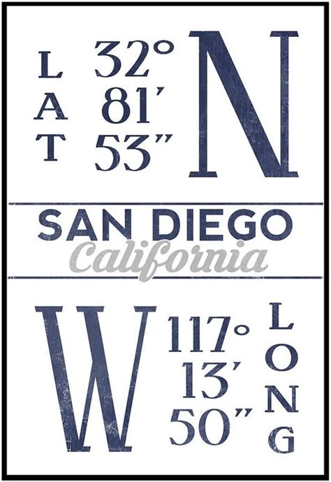 San Diego California Latitude And Longitude Blue