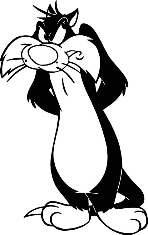 More related pictures for angry witch and cat coloring pages for kids, halloween printables free: Angry Thinking Sylvester Cat Coloring Page ...