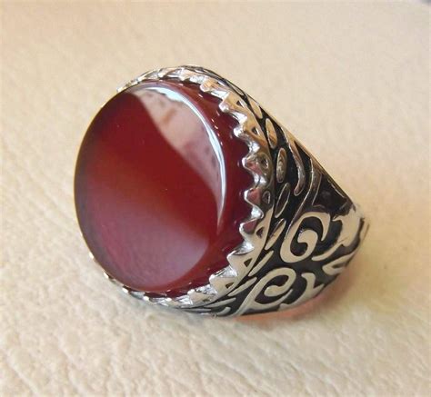 Amazon Com Carnelian Ring Sterling Silver Red Natural Round Flat