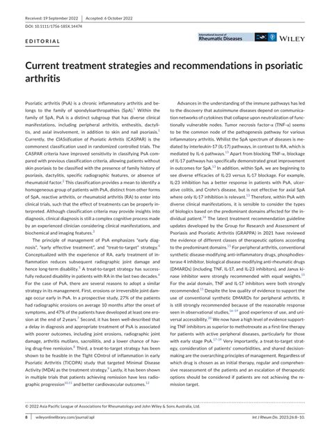 Pdf Current Treatment Strategies And Recommendations In Psoriatic