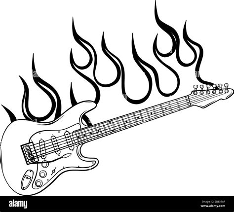 Rock Star Or Band Fire Logo Brand Electric Guitar Fiery And Flame
