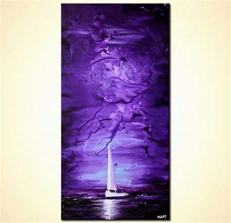 Painting Vertical Purple Abstract Painting Of Sail Boat