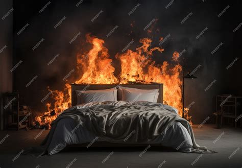 Free Ai Image 3d Bed On Fire With Flames