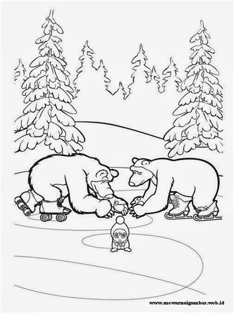 Gambar mewarnai masha and the bear untuk anak paud dan tk | sketsa …. Mewarnai Gambar Masha And The Bear | Mewarnai Gambar