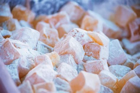 Close Up Turkish Delight Lokum With Powdered Sugar Stock Image Image