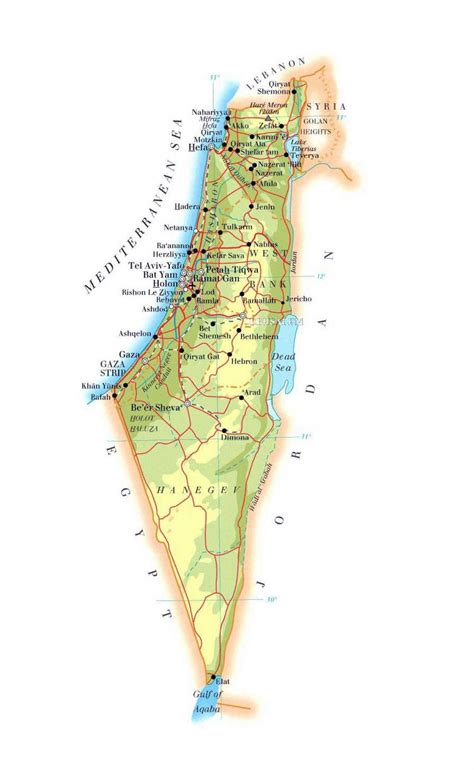 Geographical Map Of Israel Topography And Physical Features Of Israel