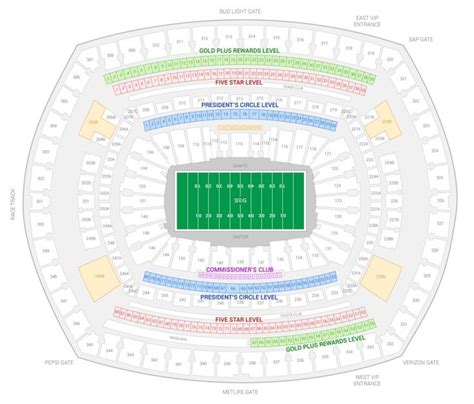 The Incredible And Beautiful Metlife Stadium Seating Chart Jets